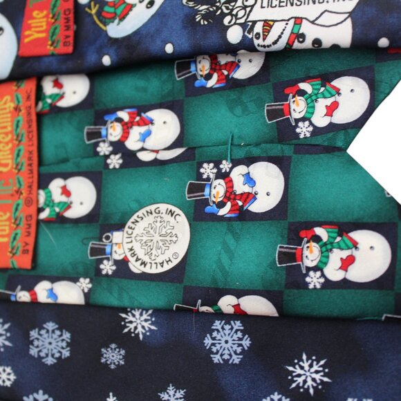 TIE TRIO 3 Winter Ties Neckties by Hallmark Snowman Blue Green HOLIDAY FUN - Picture 6 of 11